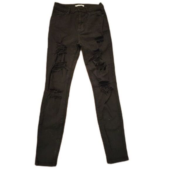 🎁PacSun High-Rise, Black, Ripped, 90's Skinny Jeans- Size 24 Juniors - Picture 2 of 8